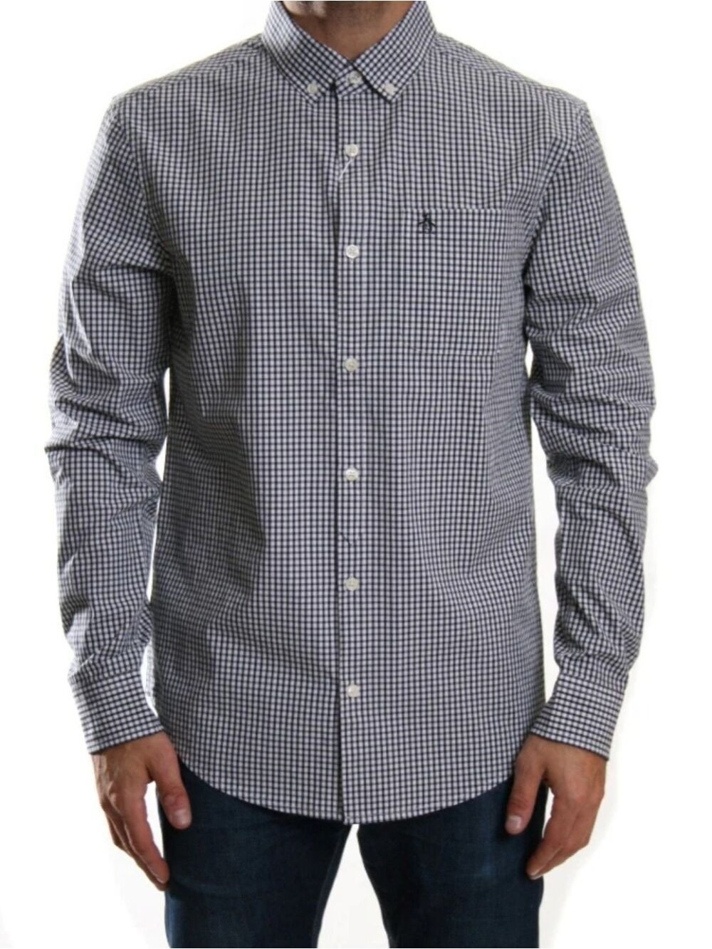 ORIGINAL PENGUIN HERITAGE SLIM FIT STRETCH GINGHAM BUTTON DOWN SHIRT LARGE NWOT